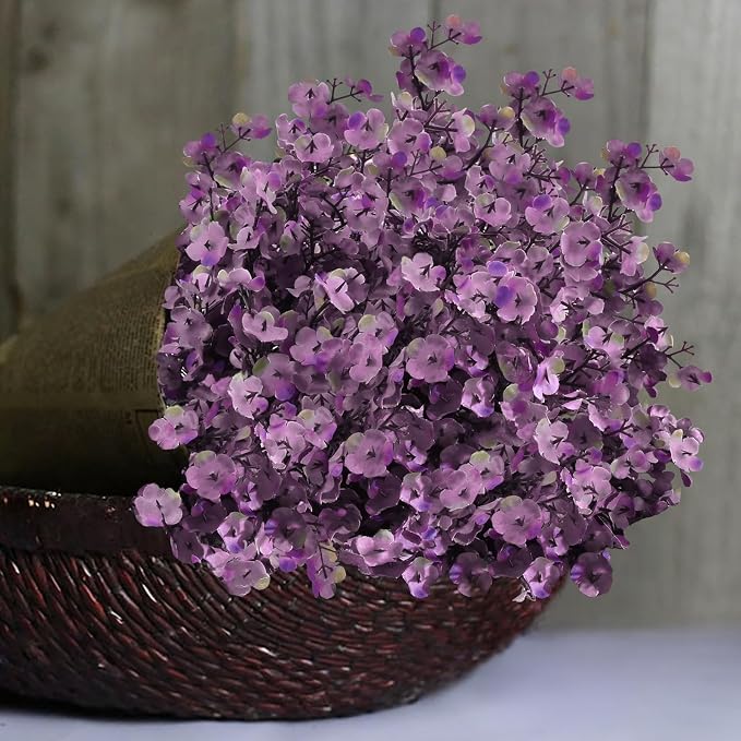5 Pcs Fake Flowers, Babys Breath Artificial Flowers, Lavender Purple | Real - Image 5