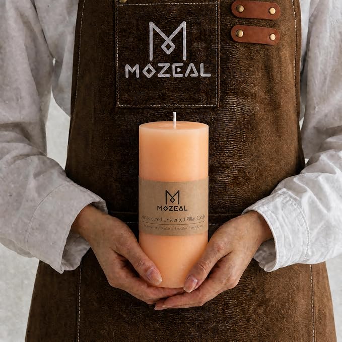 MOZEAL 3" x 6" Hand-Poured Unscented Candle, Dripless Pillar Candle Set of 3 - Image 2