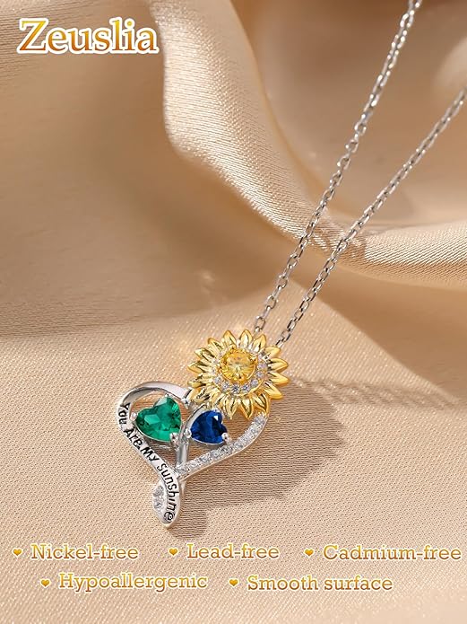 Valentine's Day Gifts for Wife 925 Sterling Silver Double Birthstone Pendant Necklaces I Love You for Always and Forever Necklace Anniversary Birthday Gifts for Wife Girlfriend Mom Her
