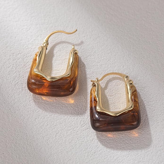 Acrylic Hoop Earrings Chunky Huggie Statement Vintage Earrings Cute Resin Drop Earring Trendy Jewelry Gifts for Women