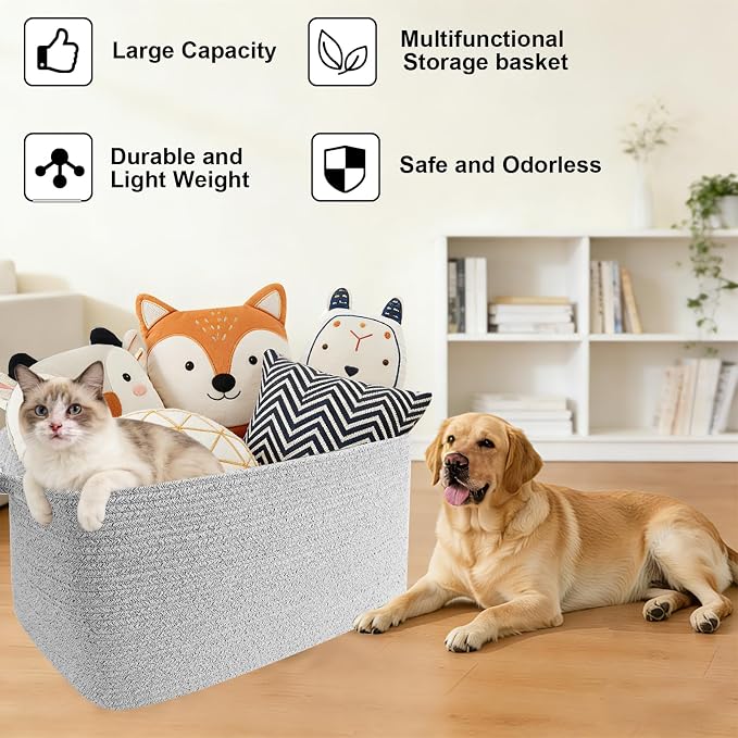 96L Woven Laundry Basket with Handles, Extra Blanket Basket, Living Room - Image 7