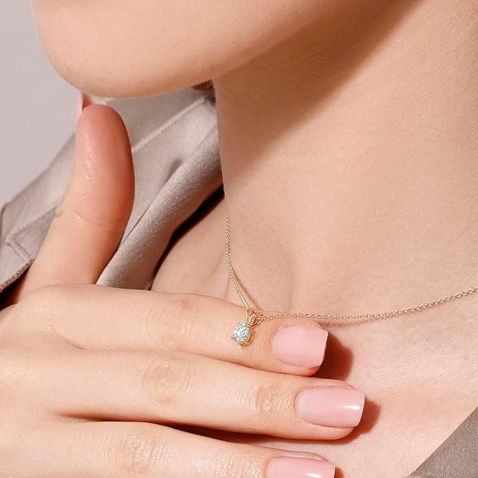 14K Yellow/White Gold Pendant Necklace With 0.50-1.00 TCW Lab Grown Diamond in Pear/Round Shape (E-F Color, VVS-VS), Adjustable Length from 15"-16.5", IGI Certified, Necklaces For Women, Gift For Her
