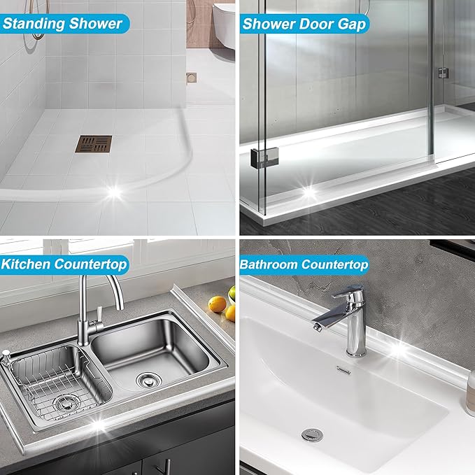 39" Shower Threshold Water Dam Silicone Shower Water Guard Collapsible Shower - Image 7