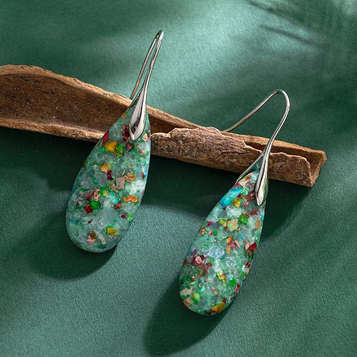 SELOVO Stone Fishhook Dangle Drop Earrings Statement Earrings for Women Stone