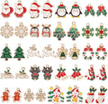 MARFOREVER 40Pcs/20 Pairs Christmas Charms, Christmas Gold Enamel Charms Pendants for Jewelry Making, Metal Alloy Xmas Charm Pendants for Bracelet Necklace Earrings Making Accessories