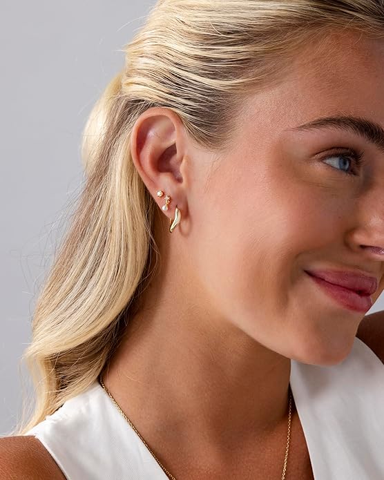 PAVOI 14K Gold Plated 925 Sterling Silver Posts Mini Stud Flat Back Earrings for Women | Helix Cartilage Piercing Jewelry | Dainty Pearl Star Cluster Cubic Zirconia Lotus Climber Screw Backs