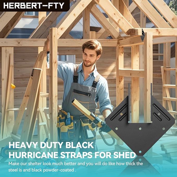 20 pcs Hurricane Ties for Rafters, Heavy Duty Black Hurricane Straps, 13-Gauge - Image 2