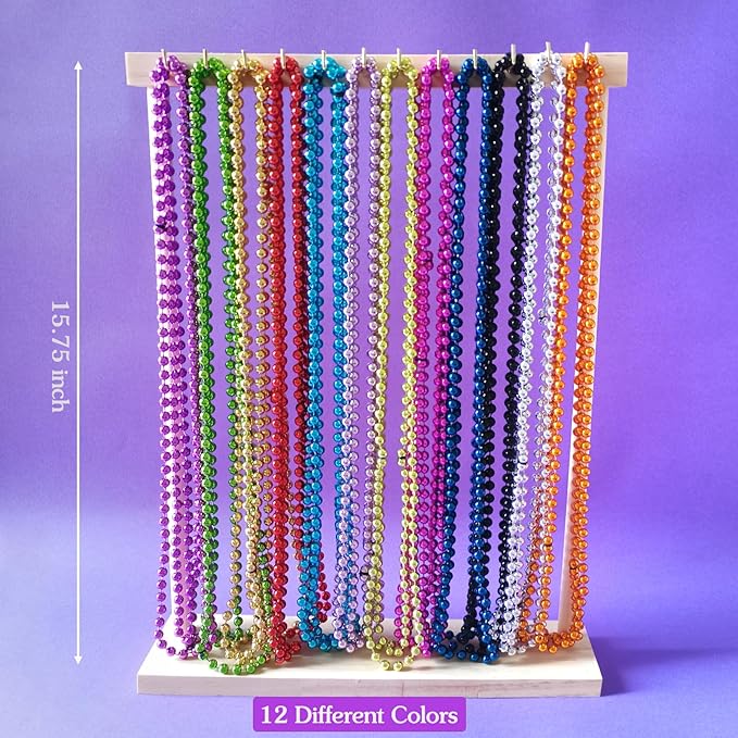 144 Pcs Mardi Gras Beads Necklaces, 12 Color 31.5 Inch 7mm Necklaces For Decorations, Party Favors, Carnivals, Parade