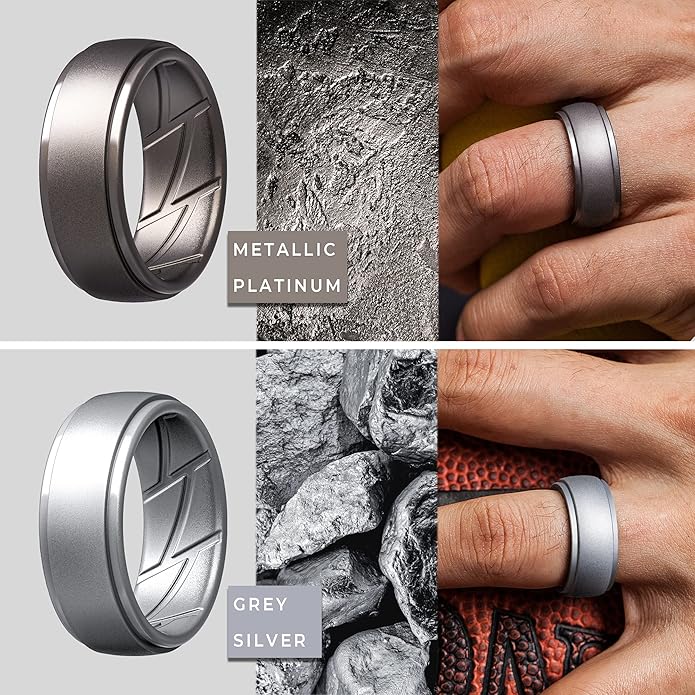 ThunderFit Men's Silicone Rings 10mm Wide 2.5mm Thick Rubber Bands, Breathable, Variety Multipack 1-10