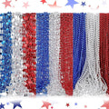 Kigeli 300 Pcs 4th of July Beads Necklaces Bulk Patriotic Red White Blue Beads Necklaces for Independent Day Party Favors Memorial Day Veterans Parade Throw Accessories(Classic Color,Stylish)
