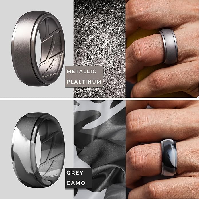 ThunderFit Men's Silicone Rings 10mm Wide 2.5mm Thick Rubber Bands, Breathable, Variety Multipack 1-10