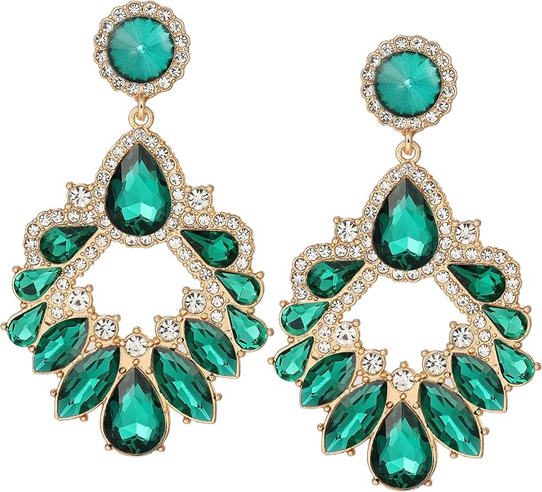 Fashion Rhinestone Statement Drop Dangle Earrings Large Colorful Crystal Chandelier Earrings for Women Bridal Wedding Party Prom