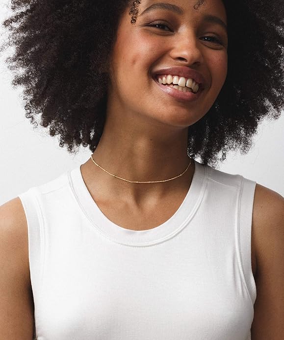 Aobei Pearl 18K Gold Plated Paperclip Chain Choker Satellite Chain Freshwater Cultured Biwa Pearl Pendant Necklace Dainty Jewelry for Women