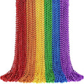 100PCS Pride Beads Necklaces Bulk, 33" 7mm Pride Beads Stuff, LGBTQ Metallic Rainbow Beaded Necklace, Pride Accessories for Women Men Parade Throw, Gay Lesbian Pride Month Party Favors (6 Colors)