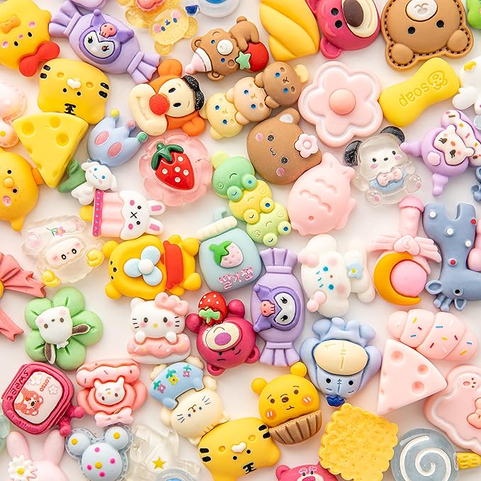 Slime Charms Cartoons Charms Cute Set - Mixed Lot Assorted Kawaii Charms Resin Flatback for DIY Crafts Making,Decorations,Scrapbooking,Embellishments,Hair Clip 25pcs