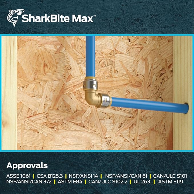 SharkBite Max 3/4 Inch 90 Degree Elbow, Push to Connect Brass Plumbing Fitting - Image 6