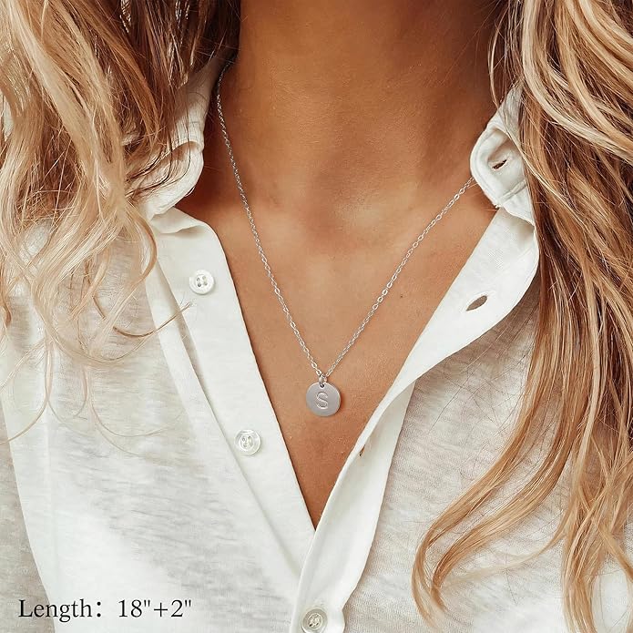 Valentines Gifts for Her - Initial Layered Necklaces for Women, 14K-Gold-Plated Coin Letter Necklace Bar Stacking Layer Necklace Multi Bar Layering Y-Necklaces Jewelry for Women