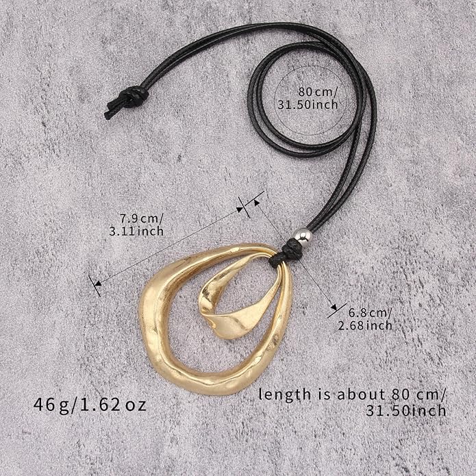 Boho Necklaces for Women Chunky Circle Necklace Layered Boho Circle Leather Choker Necklace Long Vintage Necklaces Bohemian Jewlery Gifts