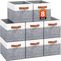 Collapsible Storage Baskets for Shelves, 8 Pack Foldable Fabric Storage Bins by Fabtotes