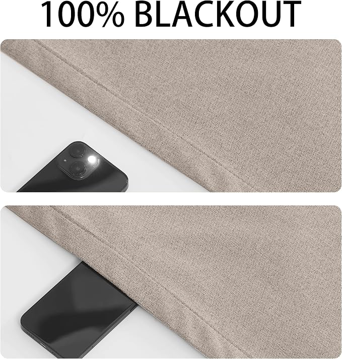RYB HOME Linen Door Curtain 100% Blackout French Door Blinds - Image 2