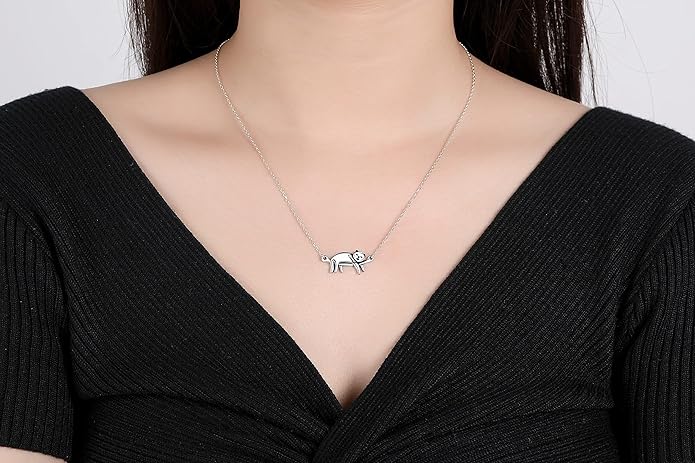 Step Forward Sterling Silver Cat Necklace for Women - Cat Jewelry Gifts for Cat Lovers, Hummingbird Necklace for Her, Mother's Day Birthday Graduation Christmas Gift