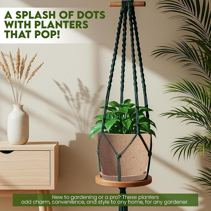 Plant Pots Indoor with Drainage 10 Pack Planters Spotty Peach Pink | Drainage - Image 3