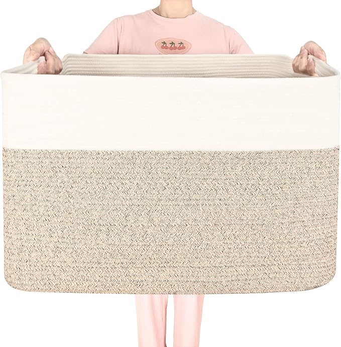 112L Extra Large Blanket Basket Holder Living Room, Pool Towels, Dog Toy by MINTWOODDesign