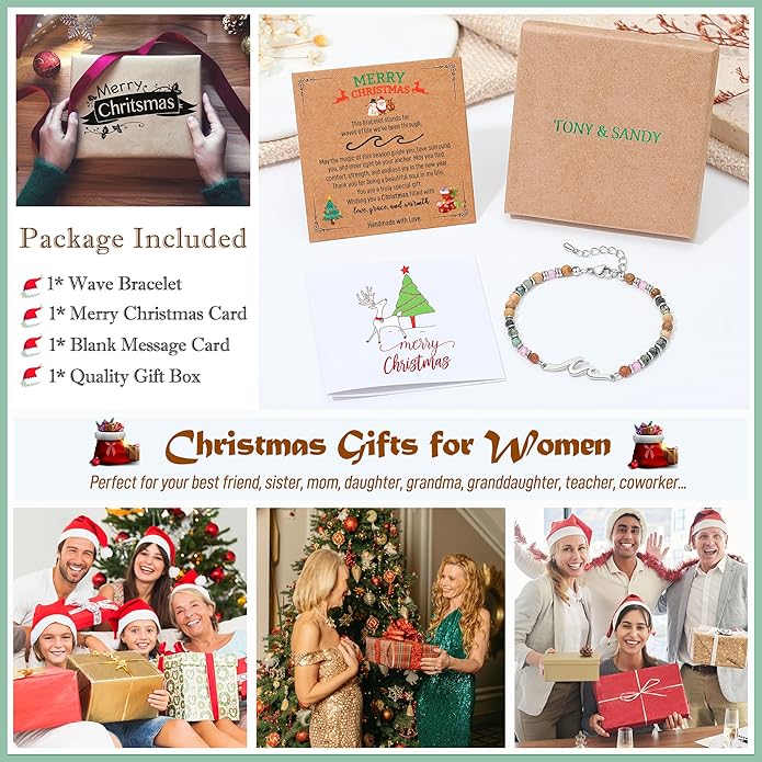 TONY & SANDY Friend Gifts for Women, Unique Valentine's Day Gifts for Her, Sister Gifts from Sister, Wave Bracelet, Christmas Birthday Gifts for Women, Bestie Friendship Bracelets