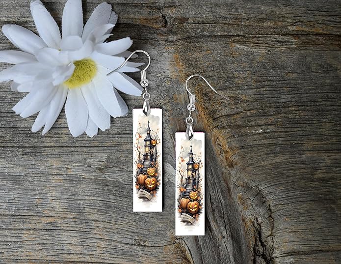Earrings Handmade Bar Wood Earrings Light Weight Printed Image Dangle Earring Jewelry