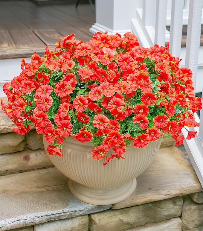 Artificial Flowers for Outdoors Fake Plants Spring Summer Decor, 12 Bundles by HyeFloraartificialflowers