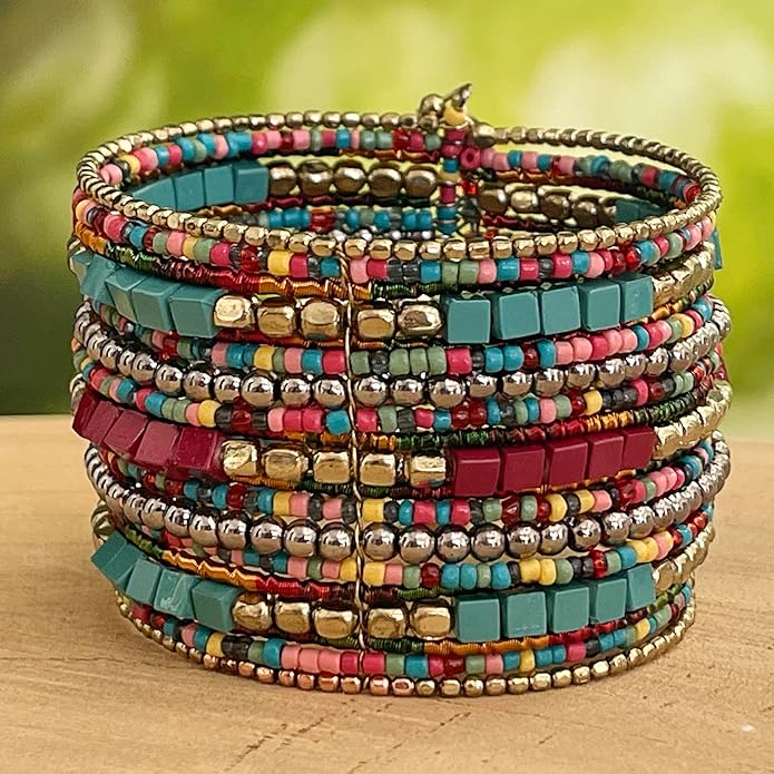 SPUNKYsoul Cuff Bracelets for Women Collection - Adjustable, Stylish Boho Inspired Beaded Bracelets, Trendy Stackable Beads, Ideal for Everyday Wear & Special Occasions