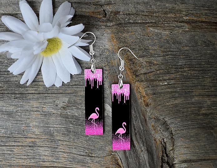 Earrings Handmade Bar Wood Earrings Light Weight Printed Image Dangle Earring Jewelry