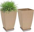 Neoaider Set of 2 Tall Planter, 21 inch Large Plastic Planter, Marble | by Neoaider