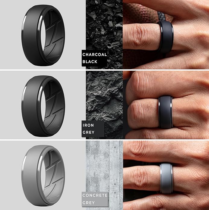 ThunderFit Men's Silicone Rings 10mm Wide 2.5mm Thick Rubber Bands, Breathable, Variety Multipack 1-10