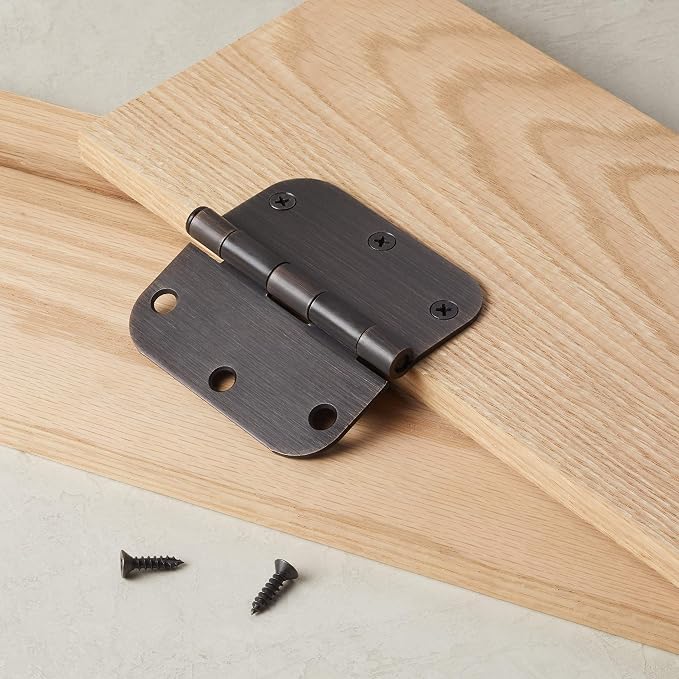 Amazon Basics Rounded 3.5 Inch x 3.5 Inch Door Hinges, Oil Rubbed Bronze - Image 6