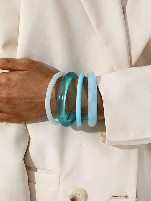 ÌF ME Acrylic Bangles Bracelets for Women, Irregular Acrylic Resin Chunky Bracelets Geometric Fashions Thick Statement bangle Set