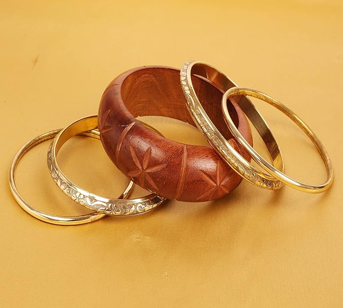 Touchstone wood bracelets for women bangle wooden jewelry handmade artisan bangles natural handcrafted brown olive stylish chunky boho bohemian bracelet brass metal inlaid woods stackable