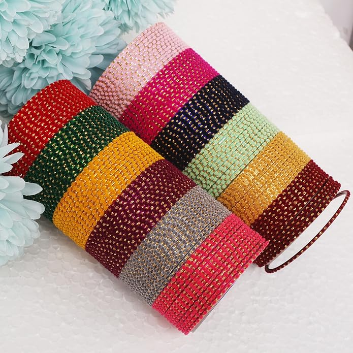 Touchstone indian bangles bracelets for women colorful churiyan set return gifts jewelry chudiya bulk pack bollywood metal bangle sets 12 textured vintage colors. Set of 144