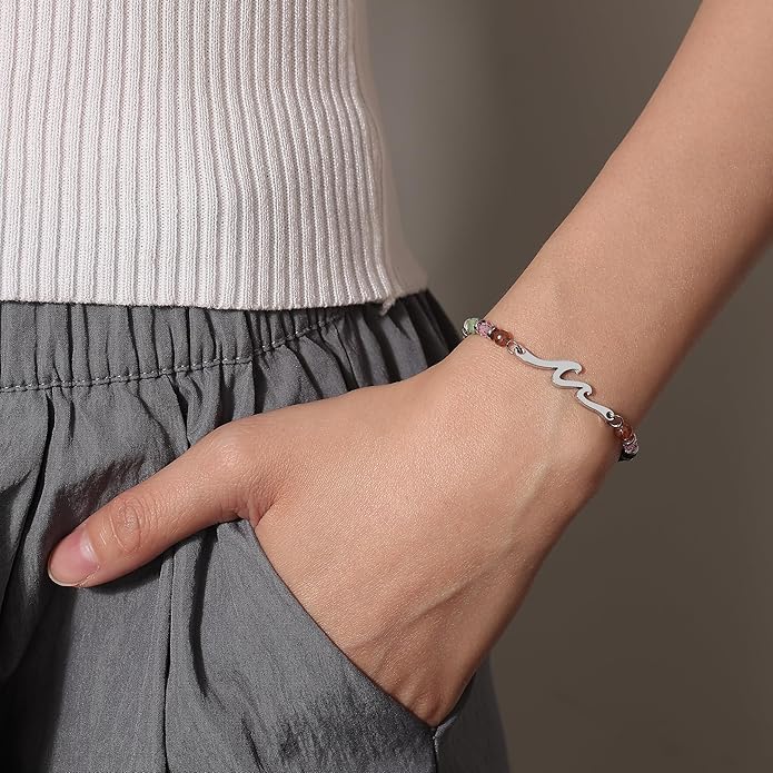 TONY & SANDY Friend Gifts for Women, Unique Valentine's Day Gifts for Her, Sister Gifts from Sister, Wave Bracelet, Christmas Birthday Gifts for Women, Bestie Friendship Bracelets