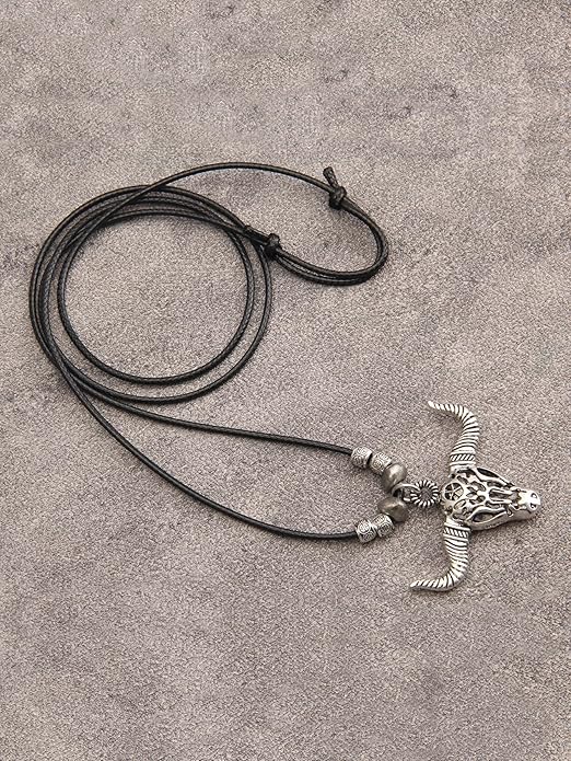 GelConnie Boho Necklaces for Women Vintage Silver Circles Long Pendant Necklace Cowgirl Sweater Necklace Adjustable Leather Choker Necklace for Women