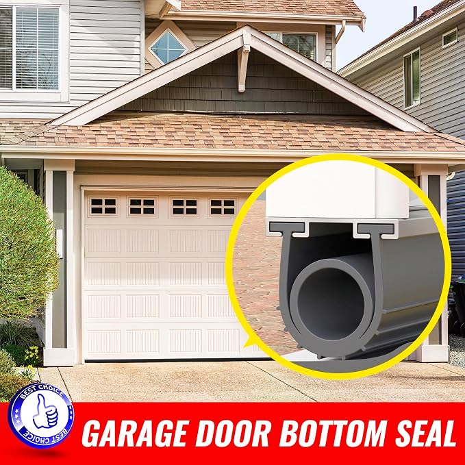 Jin&Bao Garage Door Bottom Rubber Seal 5/16" T-End 20FT & 2 End Plugs Gray | - Image 6