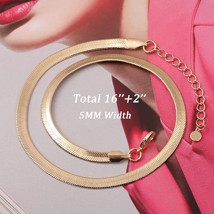 Natural Freshwater Baroque Pearl Necklace 14K Gold Plated Dainty Choker Necklace for Women Girls Snake Chain/Cuban Link/Paperclip/Ball Beaded Chain/Tennis Chain Fashion Jewelry for Gift