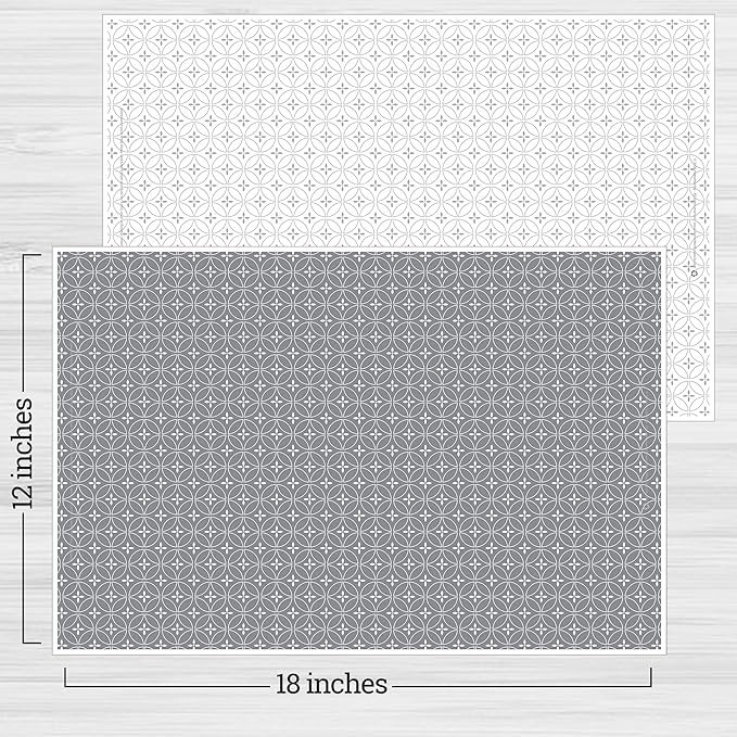 Gray and White Disposable Placemats for Baby, Toddlers, Children and Adults - Sticky Toppers for Tables - Restaurant, Travel, Airplane Tray Covers, Schools - 40 Pack