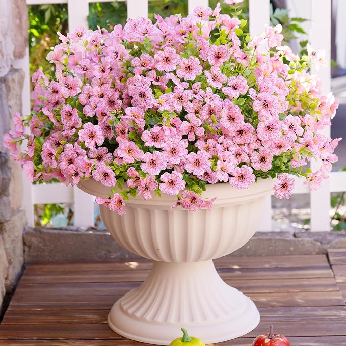 Artificial Faux Flowers Plants for Outdoors Spring Summer Decoration, 12 by Tiabean