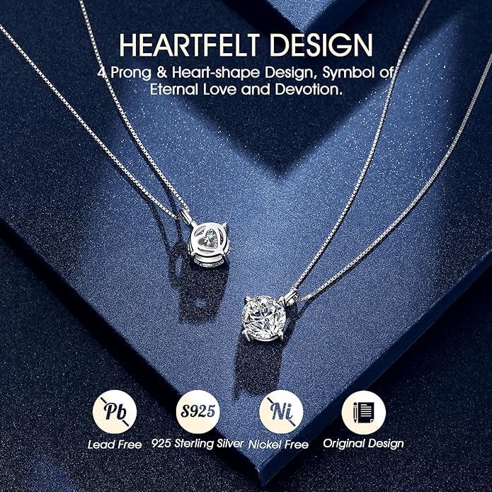 Beam & Bask Adult Daughter Necklace from Mom Dad, Birthday Wedding Graduation Pendant for Daughter from Mother Father, Silver Moissanite Jewelry for Her