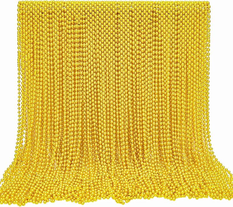 144 Pcs Mardi Gras Beads Bulk, 33 Inch 7mm Carnival Beaded Necklaces Decorations For Mardi Gras Festivals, Mardi Gras Parades, Night Club Dress-up Events Party Costume