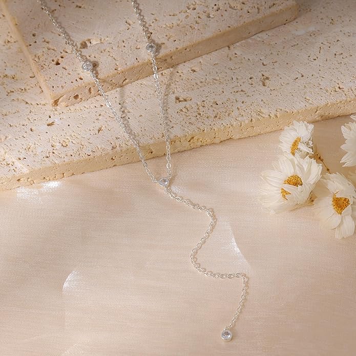 Gold Necklace for Women, Dainty Gold Long Necklaces 14k Gold Plated Prom Lariat Necklace Cute Choker Necklaces for Women Trendy Stuff Fashion Costume Gold Accessories Christmas Jewelry Gifts