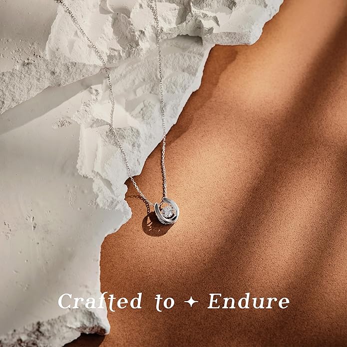 ARINZA Moissanite Necklace for Women, 1 Ct 925 Sterling Silver Dancing Diamond Pendant, 18+2 Inch Chain, Valentine’s Day Christmas Gift for Her, Wife, Mom, Anniversary, Birthday