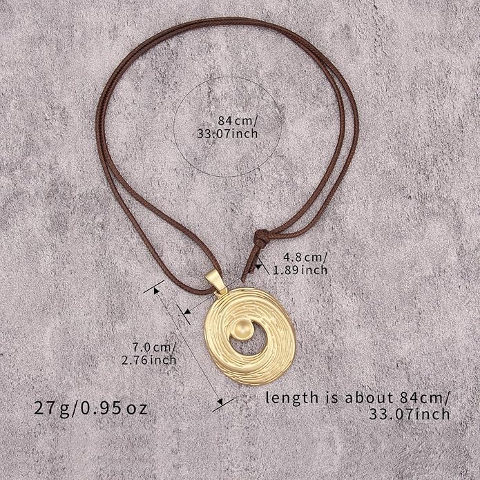Women's Leather Long Necklace Bohemian Style Circle Retro Pendant Necklace Women's Jewelry