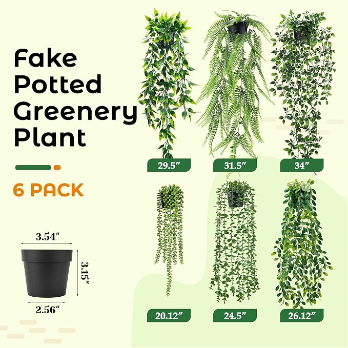Der Rose 6Pcs Fake Plants Artificial Hanging Vines - Image 5